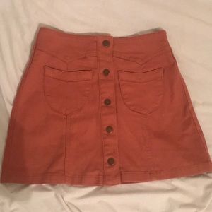 Orange toned jean skirt